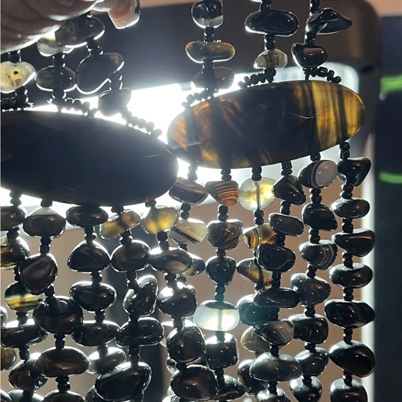 Stunning Vintage Black Banded Agate Massive Multi Strand Statement Necklace - Picture 7 of 9
